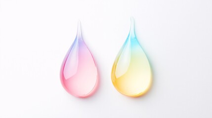 Obraz premium パステルカラーなガラスの様な水滴と白い背景のグラフィック画像