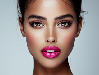 Portrait of a model with dramatic contouring and vibrant colors