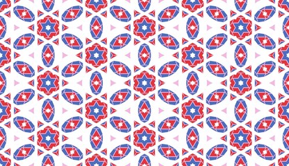Abstract Red and Blue Geometric Seamless Pattern.