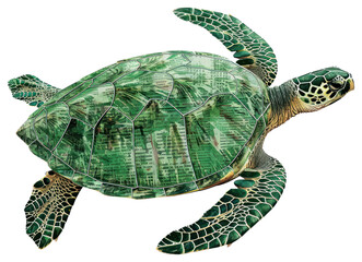 Fototapeta premium PNG Turtle shape collage cutouts green environmental illustration.