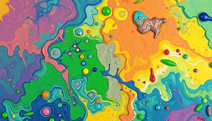 a close up of a colorful painting with lots of different colors