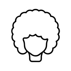 big hair or afro style icon, national retro day line art, retro icon  - simple black line art icon of big hair or afro style , for national retro day celebrations. retro vector art.
