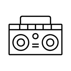 boombox icon, national retro day line art, retro icon  - simple black line art icon of boombox , for national retro day celebrations. retro vector art.