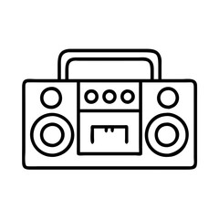 boom box with speakers icon, national retro day line art, retro icon  - simple black line art icon of boom box with speakers , for national retro day celebrations. retro vector art.