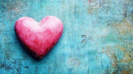Fototapeta premium Pink heart on blue background Valentines day background for Valentines day