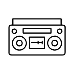 cassette player icon, national retro day line art, retro icon  - simple black line art icon of cassette player , for national retro day celebrations. retro vector art.