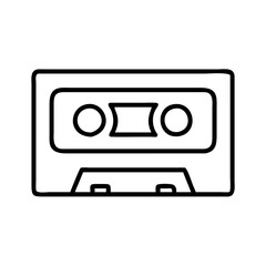 cassette tape icon, national retro day line art, retro icon  - simple black line art icon of cassette tape , for national retro day celebrations. retro vector art.