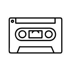cassette tape icon, national retro day line art, retro icon  - simple black line art icon of cassette tape , for national retro day celebrations. retro vector art.