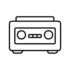 cassette player icon, national retro day line art, retro icon  - simple black line art icon of cassette player , for national retro day celebrations. retro vector art.