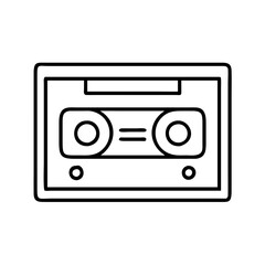 compact cassette player icon, national retro day line art, retro icon  - simple black line art icon of compact cassette player , for national retro day celebrations. retro vector art.