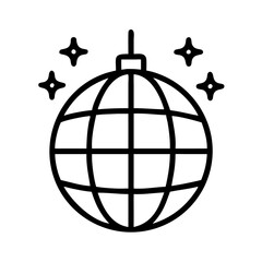 disco ball icon, national retro day line art, retro icon  - simple black line art icon of disco ball , for national retro day celebrations. retro vector art.