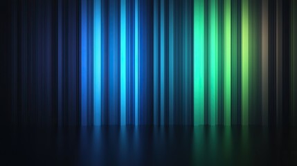 Colorful vertical stripes in shades of blue and green create a vibrant backdrop