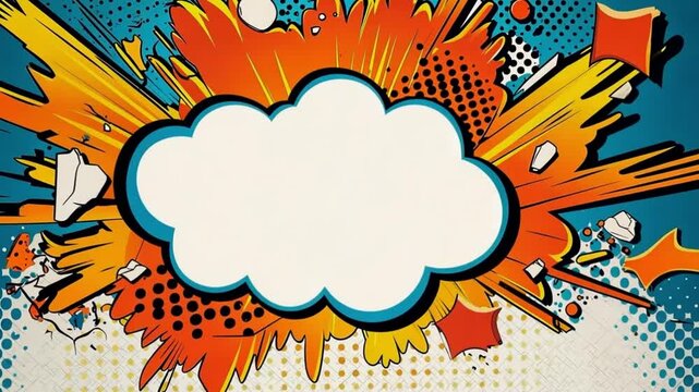 bright comic speech bubble half tone elements