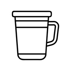 retro coffee mug icon, national retro day line art, retro icon  - simple black line art icon of retro coffee mug , for national retro day celebrations. retro vector art.