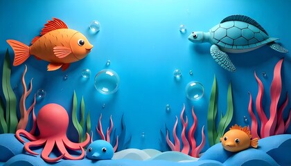 Naklejka premium Colorful Papercraft Origami-Style Animals on a Minimalistic Background