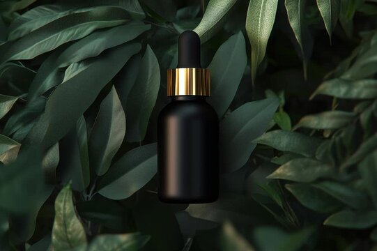 Blank Serum cosmetic oil dropper bottle mockup skincare facial fluid pipette bottle front view	
