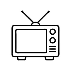 retro tv icon, national retro day line art, retro icon  - simple black line art icon of retro tv , for national retro day celebrations. retro vector art.