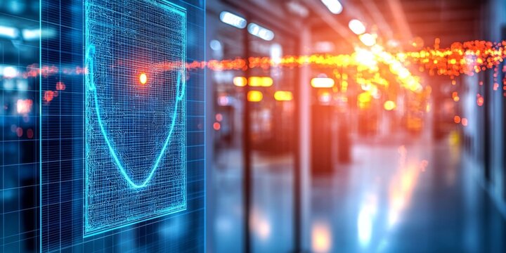 Futuristic Facial Recognition Checkout Retail Security Technology