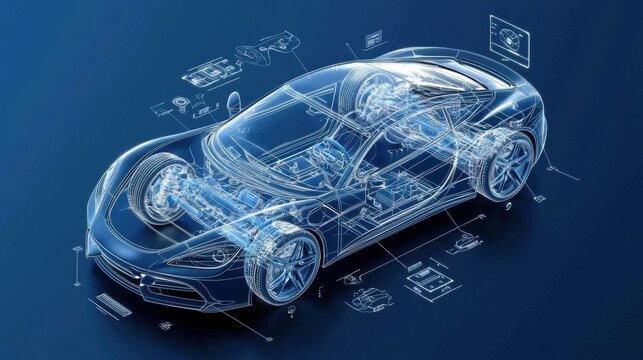 Blueprint Sports Car Design, Engineering 3D Model