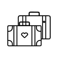 vintage suitcases icon, national retro day line art, retro icon  - simple black line art icon of vintage suitcases , for national retro day celebrations. retro vector art.