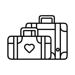 vintage suitcases icon, national retro day line art, retro icon  - simple black line art icon of vintage suitcases , for national retro day celebrations. retro vector art.