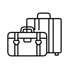 vintage suitcases icon, national retro day line art, retro icon  - simple black line art icon of vintage suitcases , for national retro day celebrations. retro vector art.