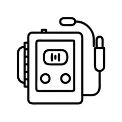 walkman icon, national retro day line art, retro icon  - simple black line art icon of walkman , for national retro day celebrations. retro vector art.