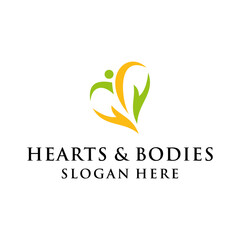 hearts and bodies logo concept for health balance