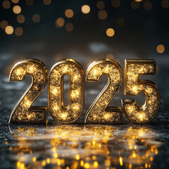 golden letters 2025 lighted