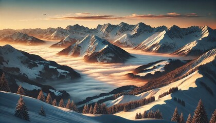 "Mountain Range in the Morning Sea of Mist"