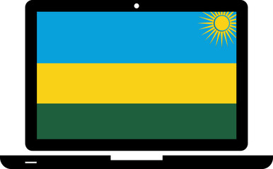 Rwanda Flag in Laptop