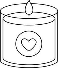 Valentine's Day scented candle outline vector.
Isolated Valentine element.
Transparent background.