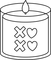 Valentine's Day scented candle outline vector.
Isolated Valentine element.
Transparent background.