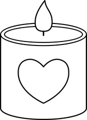 Valentine's Day scented candle outline vector.
Isolated Valentine element.
Transparent background.