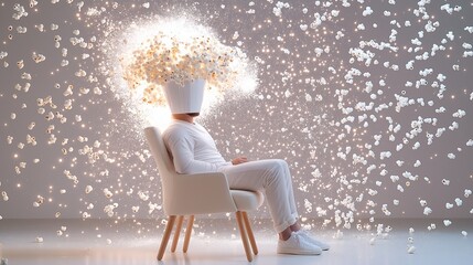 Popcorn bucket on head instead of brain, dumb consumption of content on TV and internet, empty-headed people without their own thoughts and ideas, zombified