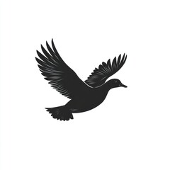 Obraz premium Black silhouette of a bird in flight.