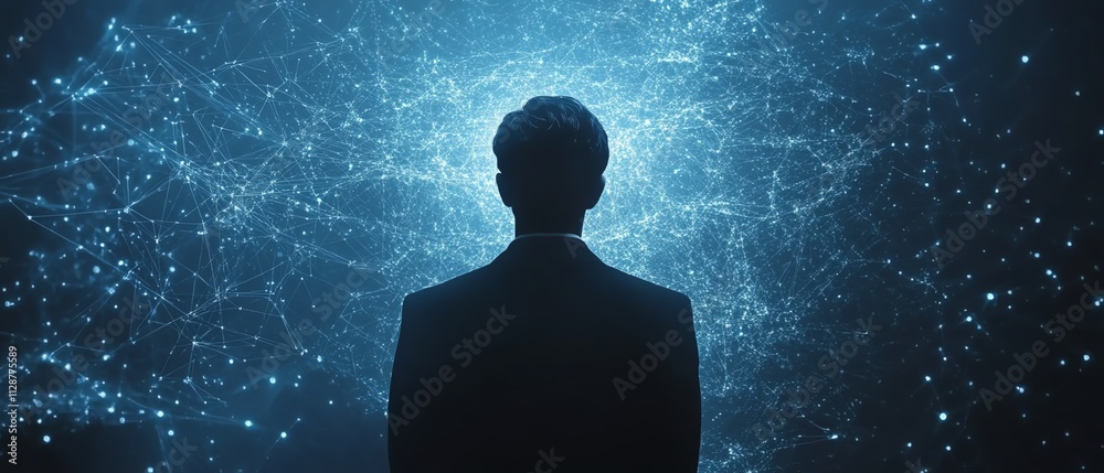 Leinwandbilder A businessman using global internet connections for finance and banking, analyzing big data through digital links to enhance business and digital marketing strategies