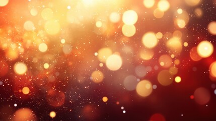 Abstract Golden And Red Bokeh Background With Sparkle