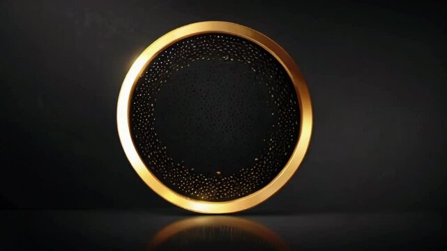 Luxury elegant background with shiny gold circle element and dots particle on dark black metal surface. Business presentation layout, 4k Wallpaper Background Animation Video