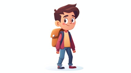 Obraz premium A cartoon illustration of a boy with a backpack.