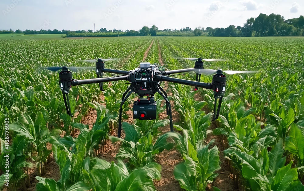 Aufkleber A farmer using advanced agricultural technology and AI to analyze data, monitor fields, and automate systems for precision farming and improved plantation management