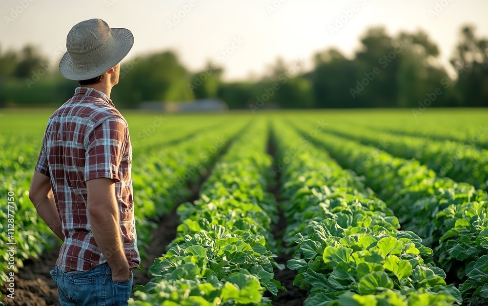 Poster a farmer using artificial intelligence to analyze agricultural data