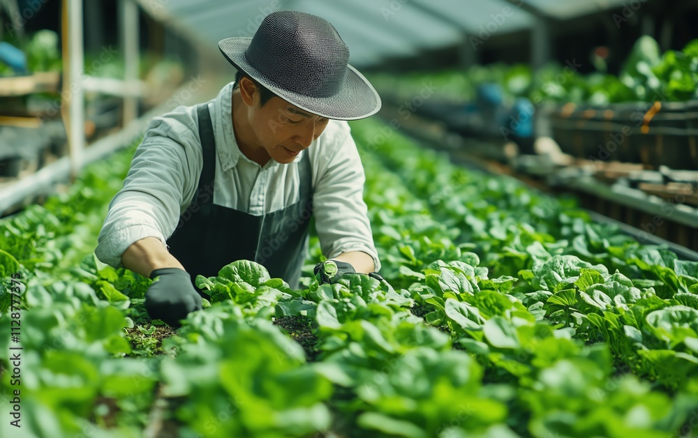 Poster a farmer using artificial intelligence to analyze agricultural data