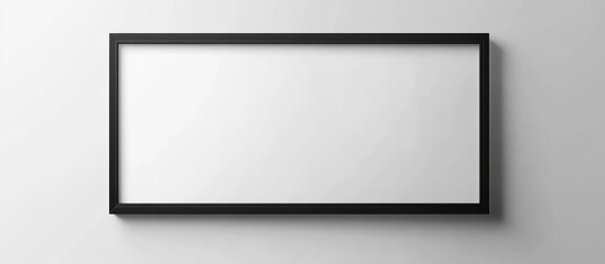 Minimalist thin frame in matte black, rectangular, isolated on transparent background,