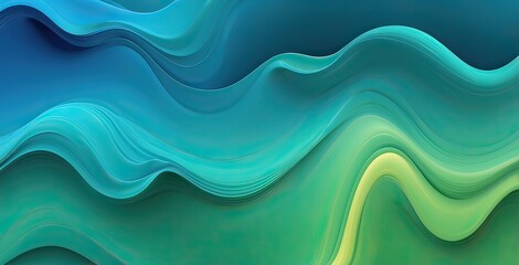 Vibrant abstract waves of blue and green in a fluid design, created by ai generated