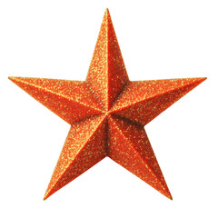 Obraz premium Orange glittering christmas star isolated on transparent background , png image 