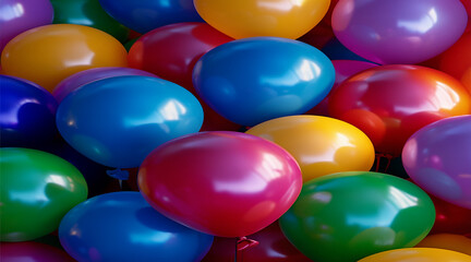 Pastel Pink and Blue Balloons Framing a Blank Square on a Colorful Background Perfect for Party Themes.