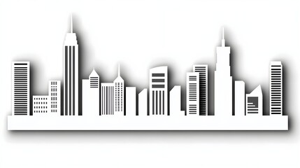Fototapeta premium Minimalist Silhouette of a City Skyline Featuring Tall Buildings and Skyscrapers for Modern Design Projects