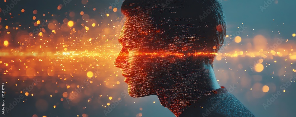 Poster a man utilizing digital technology for internetbased global connections, empowering business decisio