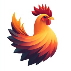 Stylized rooster illustration, gradient colors, abstract design.